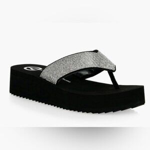 Stylish Black and Silver Women's Platform Sandals